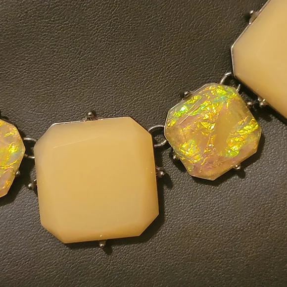 Estate Faceted Lucite & Dichroic Statement Necklace - Picture 3 of 5